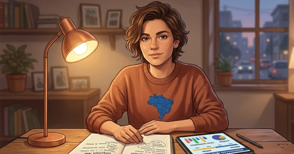 Candidata se preparando para o concurso IBGE 2026 com método e foco